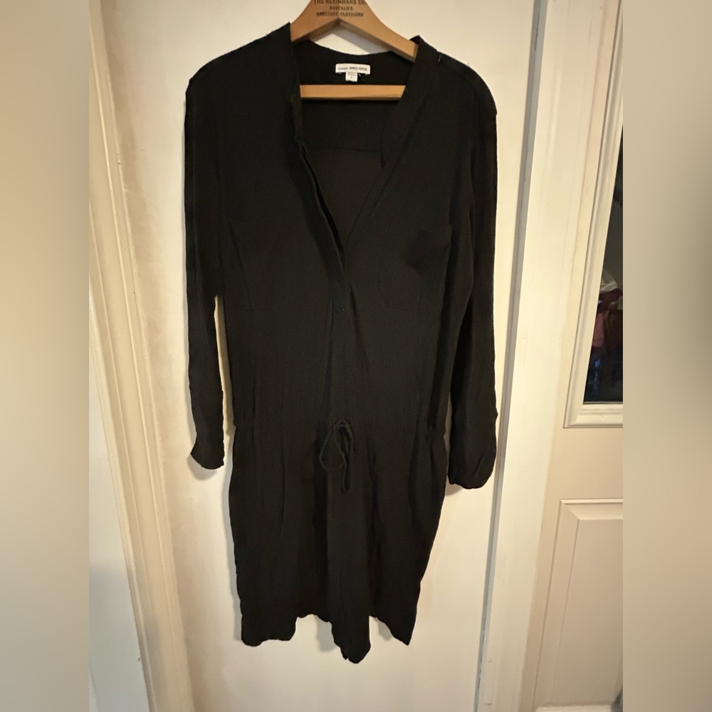 James Perse size 2 cotton dress with pull string waist and long sleeves.